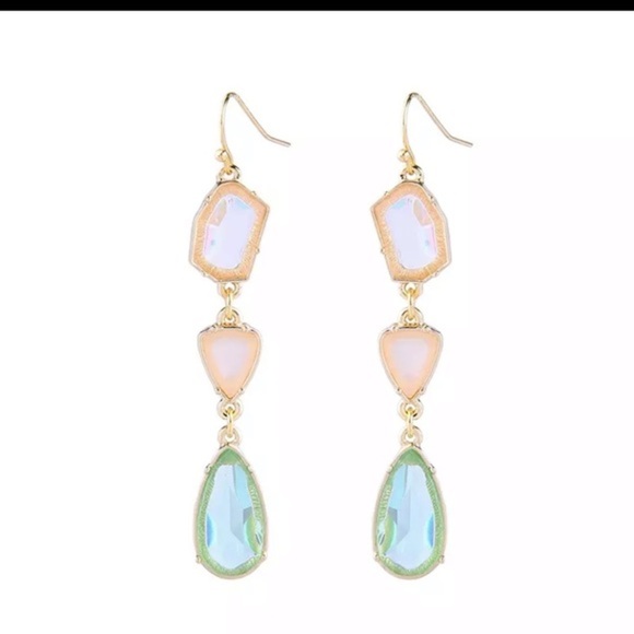 NWT Blue + Gold Stone Drop Earrings OR Green - Picture 8 of 8